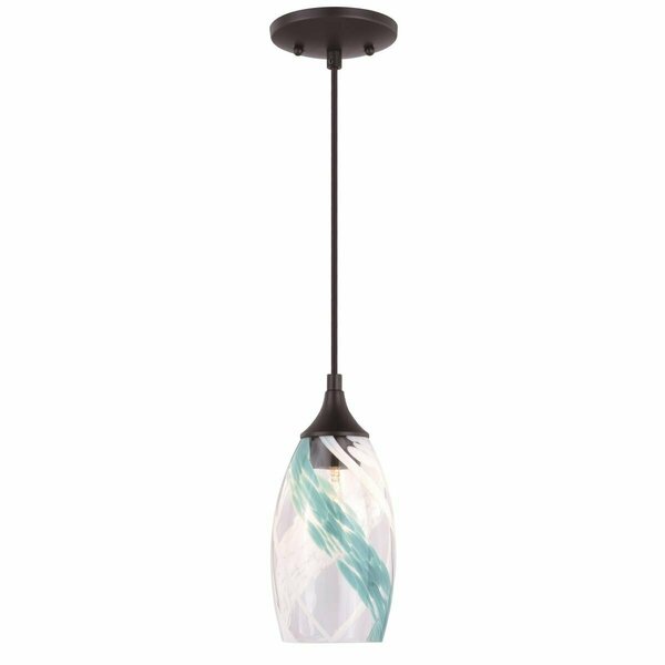 Perfecttwinkle 5 in. Milano Mini Pendant in Oil Rubbed Bronze Caribbean Swirl Glass PE2681399